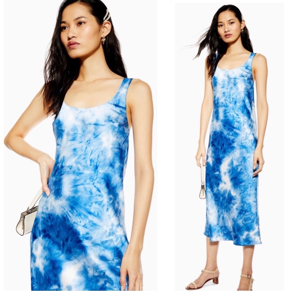 Topshop Buckle Back Tie Dye Slip Dress Women’s Size 2